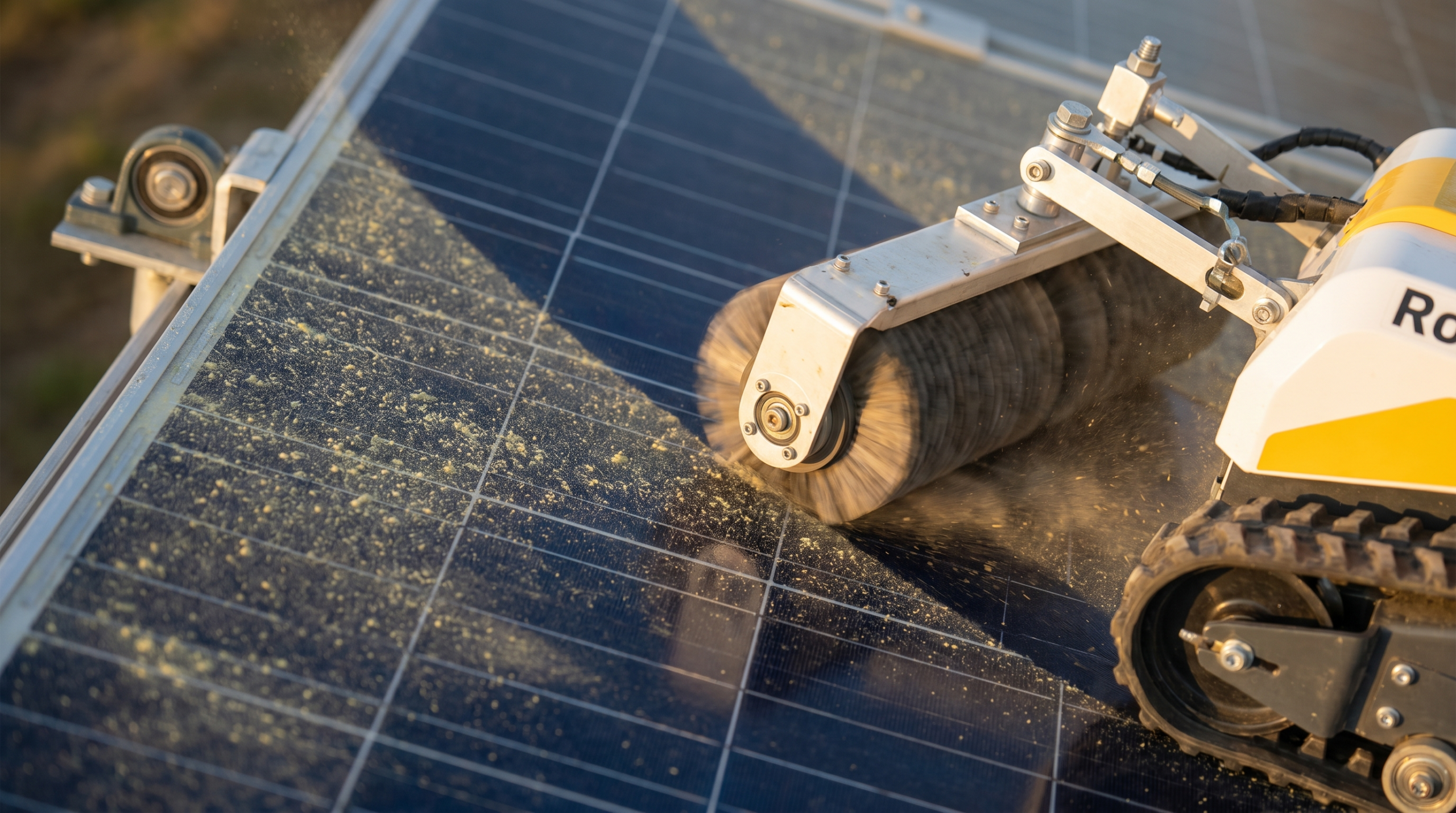 Robotergestützte Lagerreinigung von verschmutzten Solarmodulen